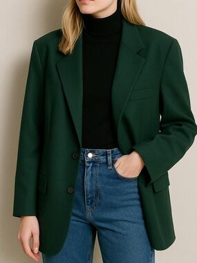 Steilmann Forest Green Tailored Button Up Blazer Jacket Sz 14